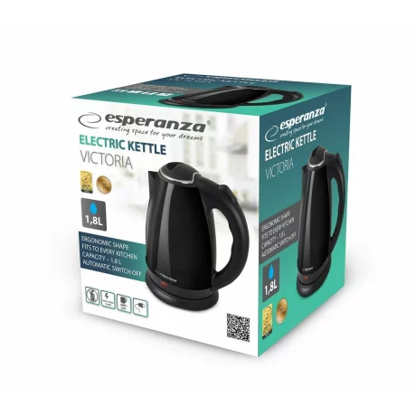 Fierbator electric Esperanza Victoria, EKK113K, 1800W, 1,8l, Negru