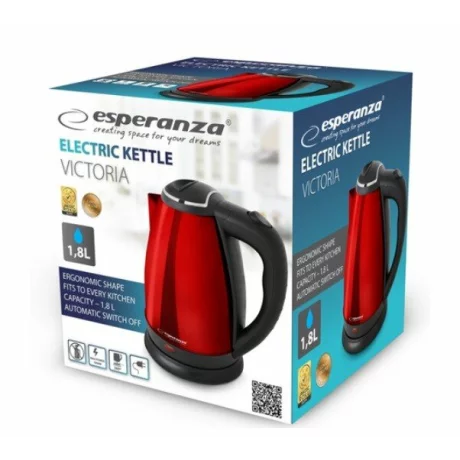 Fierbator electric Esperanza Victoria, EKK113R, 1800W, 1,8l, Rosu