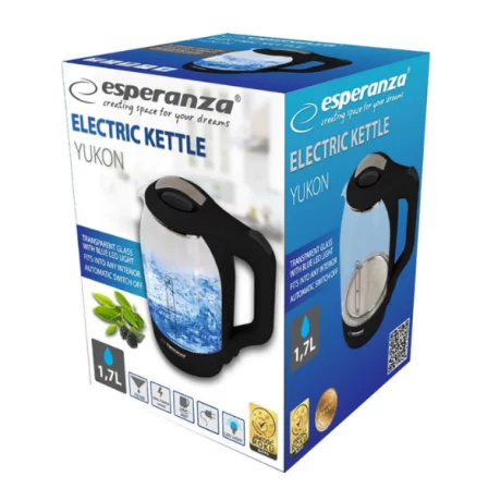 Fierbator electric Esperanza Yukon, EKK025K,  1500W, 1.7l, Negru