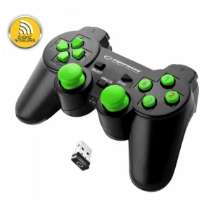 Gamdepad Esperanza Gladiator, EGG108G, cu vibratii, Wireless, PC/PS3, Verde