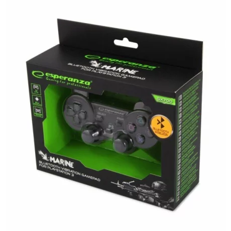 Gamepad Esperanza Marine, EGG109K, cu vibratii, Bluetooth, PS3, Negru