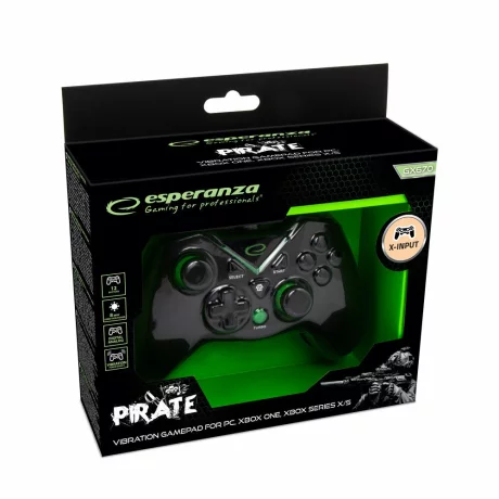 Gamepad Esperanza Pirate, EGG114K, Usb, PC/XBOX ONE/XBOX SERIES X/S, Negru