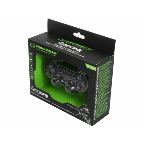 Gamepad Esperanza Trooper, EGG107K, cu vibratii, Usb, PC/PS3, Negru
