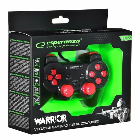 Gamepad Esperanza Warrior, EGG102R cu vibratii,Usb, PC, Rosu