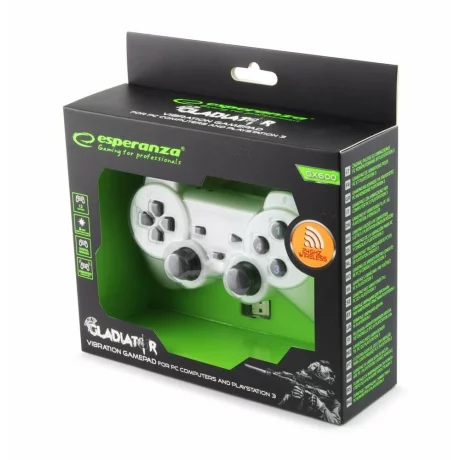 Gamepad Esperanza Warrior, EGG102W cu vibratii, Usb, PC, Alb
