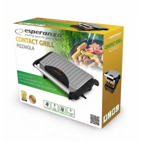 Gratar electric Esperanza Pizzaiola, EKG005, 750W, Negru-Gri