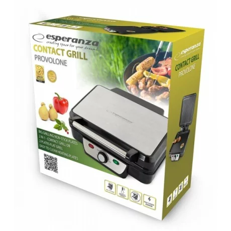 Gratar electrica Esperanza Provolone, EKG007, 1800W, Negru-Argintiu
