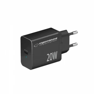 Incarcator de retea Esperanza, EZC104K, 20W, Usb-C PD, Negru