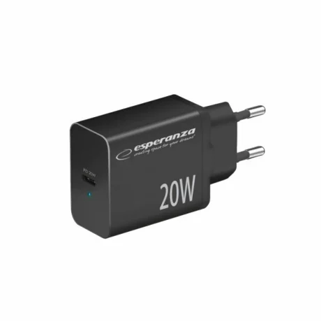 Incarcator de retea Esperanza, EZC104K, 20W, Usb-C PD, Negru