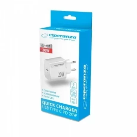 Incarcator de retea Esperanza, EZC104W, 20W, Usb-C PD, Alb