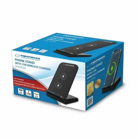 Incarcator wireless telefon Esperanza Photon, EZC101, 15W, Usb-C, Negru