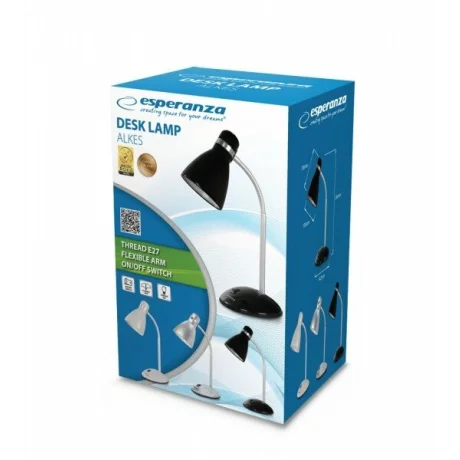 Lampa de birou E27 Esperanza Alkes, ELD113K, cu brat flexibil, 12W, Negru