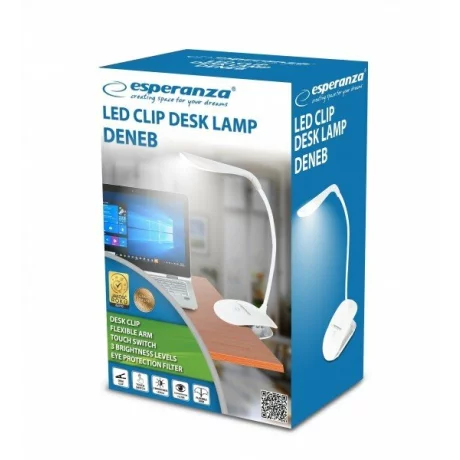 Lampa de birou LED Esperanza Deneb, ELD104W, cu brat flexibil, 3W, Alb