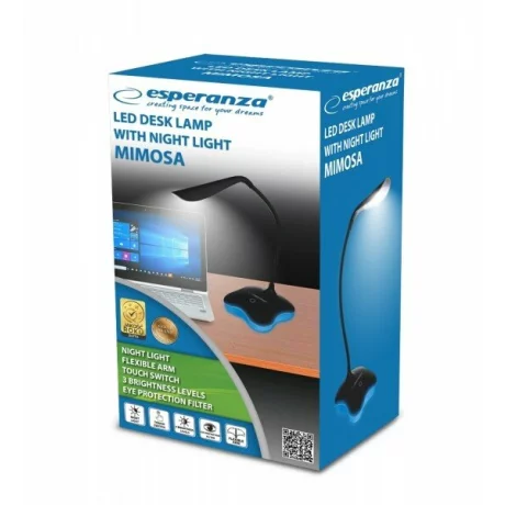 Lampa de birou LED Esperanza Mimosa, ELD105K, cu brat flexibil, 3W, Negru