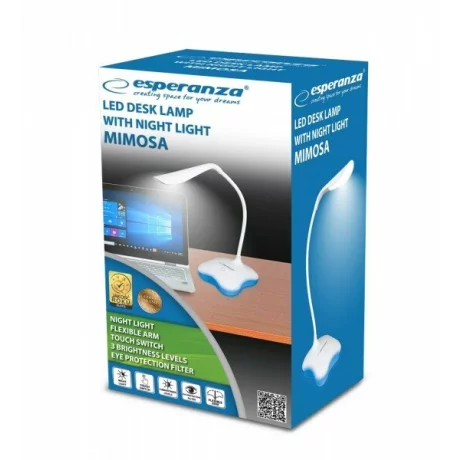 Lampa de birou LED Esperanza Mimosa, ELD105W, cu brat flexibil, 3W, Alb