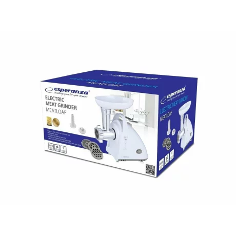 Masina de tocat carne Esperanza Meatloaf, EKM031, 2200W, Alb