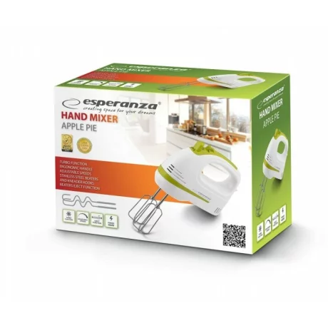 Mixer de mana Esperanza Apple, EKM011, 400W, Alb/Verde