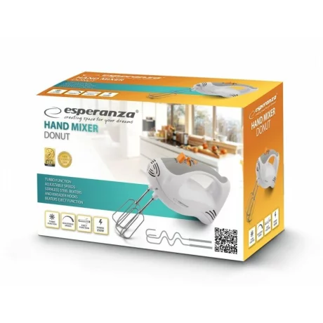 Mixer de mana Esperanza Donut, EKM009 DONUT, 250W, Alb-Gri