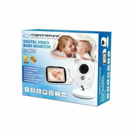 Monitor baby cu camera Esperanza Jacob, EHM002, wireless, camera, night vision, raza 50m, Alb
