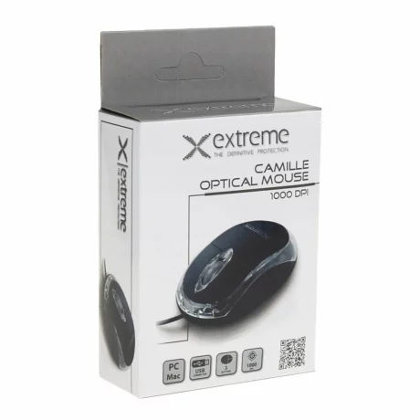 Mouse optic cu fir Esperanza Camille, XM102K, 3 butoane, Usb, 1000dpi, Negru/Transparent
