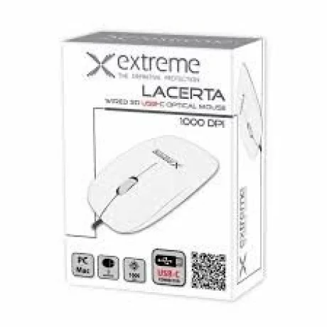 Mouse optic cu fir Esperanza Lacerta, XM111W, 3 butoane, Usb-C, 1000dpi, Alb