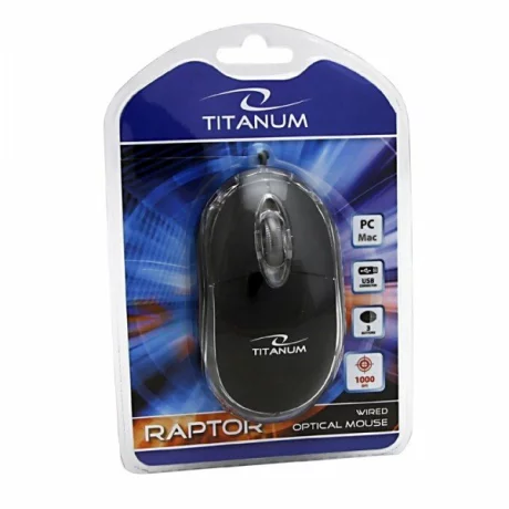 Mouse optic cu fir Esperanza Raptor, TM102K, 3 butoane, Usb, 1000dpi, Negru/Transparent
