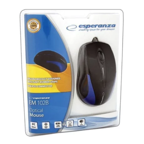 Mouse optic cu fir Esperanza Sirius, EM102B, 3 butoane, Usb, 1000dpi, Negru/Albastru