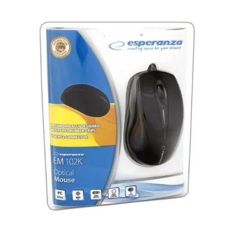 Mouse optic cu fir Esperanza Sirius, EM102K, 3 butoane, Usb, 1000dpi, Negru
