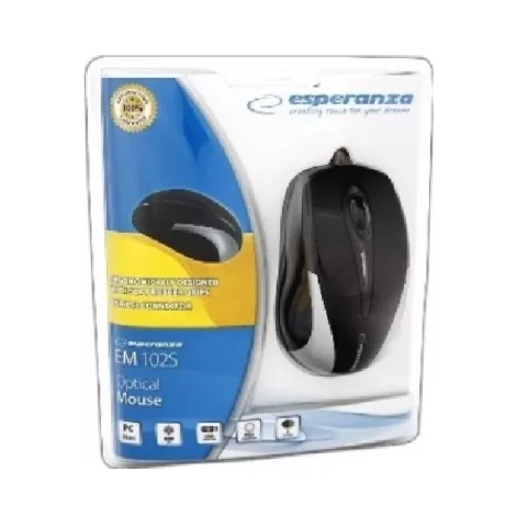 Mouse optic cu fir Esperanza Sirius, EM102S, 3 butoane, Usb, 1000dpi, Negru/Argintiu