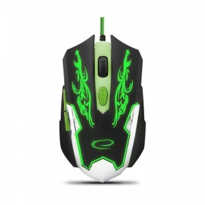 Mouse Optic Gaming Esperanza Cyborg, EGM405, 2400dpi, 1.5m, Usb, Negru/Verde