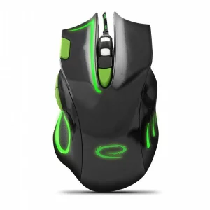 Mouse Optic Gaming Esperanza Hawk, EGM401KG, 2400dpi, 1.5m, Usb, Negru/Verde