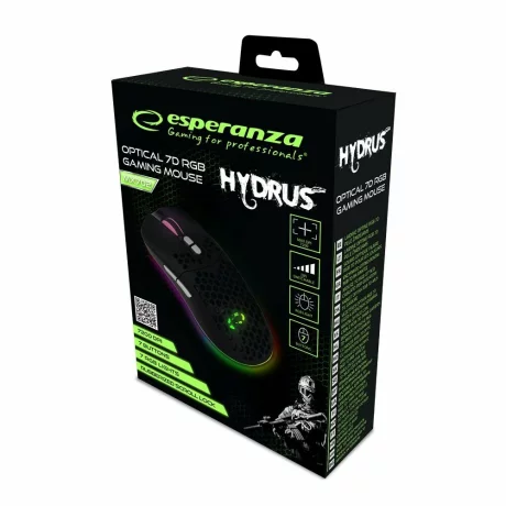 Mouse Optic Gaming Esperanza Hydrus, EGM702, iluminare RGB, 7200dpi, 1.5m, Usb, RGB