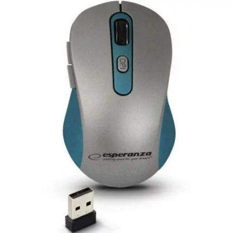 Mouse optic wireless Esperanza Adara, EM131B, 6 butoane, Usb, 1600dpi, Gri/Albstru