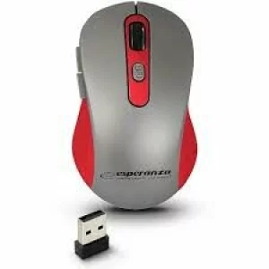 Mouse optic wireless Esperanza Adara, EM131R, 6 butoane, Usb, 1600dpi, Gri/Rosu