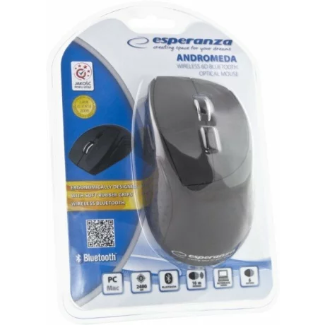 Mouse optic wireless Esperanza Andromeda, EM123K, 6 butoane, BT 3.0, 2400dpi, Negru