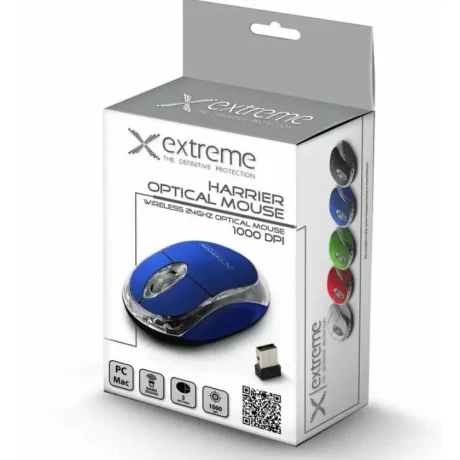 Mouse optic wireless Esperanza Harrier, XM105B,  3 butoane, 2.4GHz, Usb, 1000dpi, Albastru/Transparent