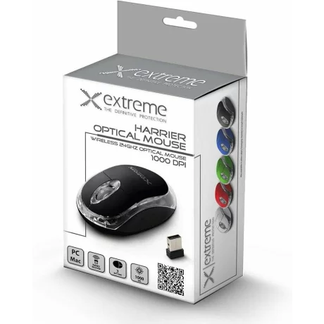 Mouse optic wireless Esperanza Harrier, XM105K,  3 butoane, 2.4GHz, Usb, 1000dpi, Negru/Transparent