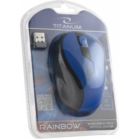 Mouse optic wireless Esperanza Rainbow, TM114B, 3 butoane, 2.4GHz, Usb, 1000dpi, Negru/Albastru