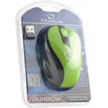 Mouse optic wireless Esperanza Rainbow, TM114G, 3 butoane, 2.4GHz, Usb, 1000dpi, Negru/Verde