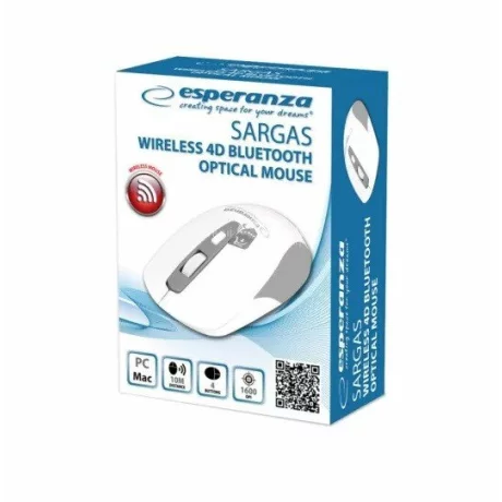 Mouse optic wireless Esperanza Sargas, EM130W, 4 butoane, Usb, 1600dpi, Alb/Gri