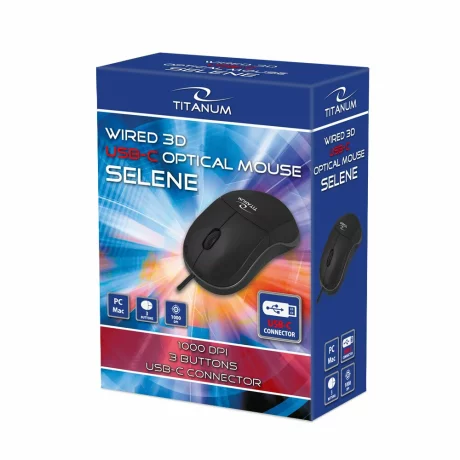 Mouse optic wireless Esperanza Selene, TM124K,  3 butoane, 2.4GHz, Usb-C, 1000dpi, Negru