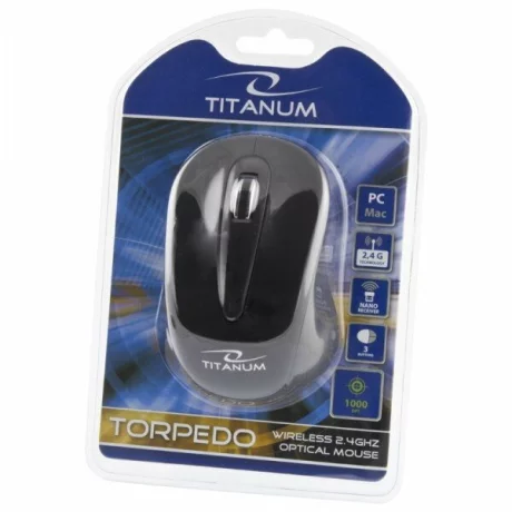Mouse optic wireless Esperanza Torpedo, TM104K,  3 butoane, 2.4GHz, Usb, 1000dpi, Negru