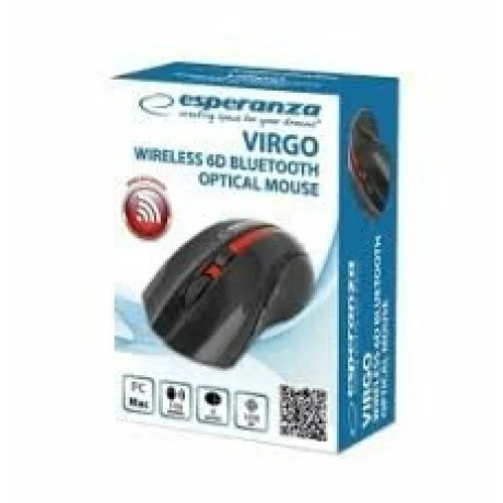 Mouse optic wireless Esperanza Virgo, EM129R, 6 butoane, BT 5.0, 1600dpi, Negru/ Rosu