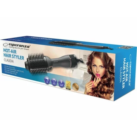 Perie de par cu aer cald Esperanza Claudia, EBL015, 75x45mm, 1200W, Negru