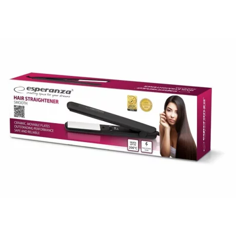 Placa de indreptat parul Esperanza Smooth, EBP001, 35W, Negru
