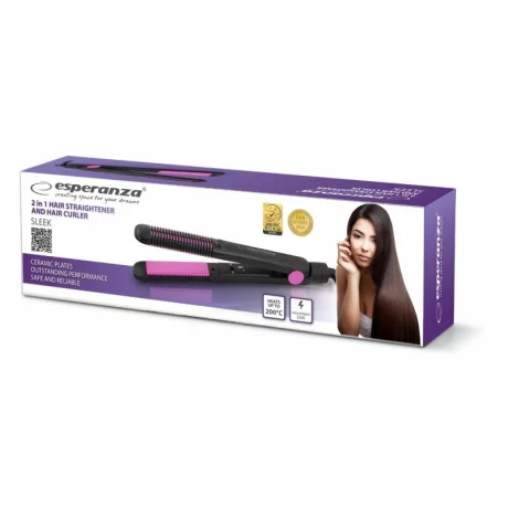 Placa de indreptat parul si ondulator, Esperanza Sleek, 35W, Negru