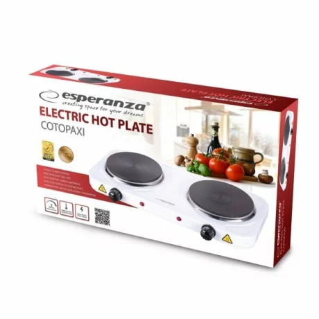 Plita electrica Esperanza Cotopaxi, EKH010W, 2000W, 2x15.5cm, Alb