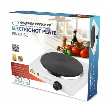 Plita electrica Esperanza Pinatubo, EKH002W, 1500W, 18.5 cm, Alb