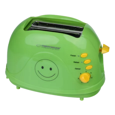 Prajitor de paine Esperanza Smiley, EKT003, 2 imagini toast, 750W, 3 in 1, Verde