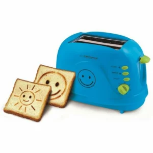 Prajitor de paine Esperanza Smiley, EKT003B, 2 imagini toast, 750W, 3 in 1, Albastru